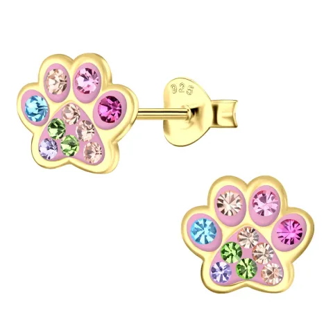 poot veelkleurig kinder oorbellen in verguld zilver - Little Ones