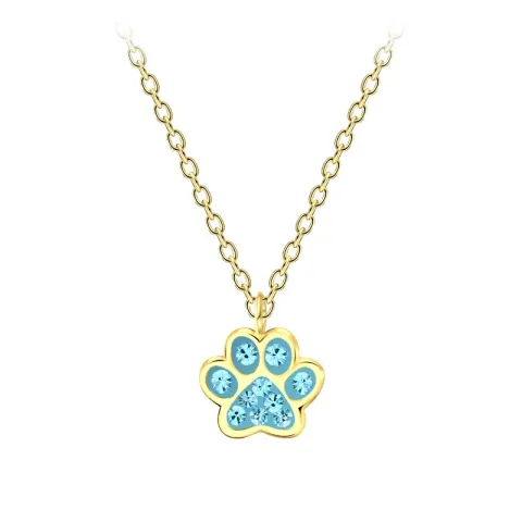 poot blauwe ketting in verguld sterlingzilver