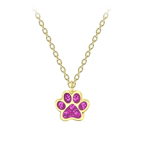 poot pink ketting in verguld sterlingzilver