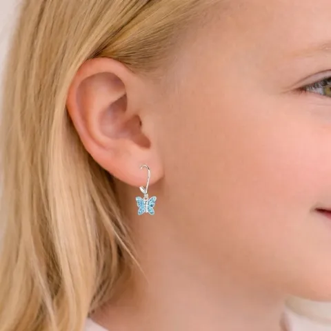 vlinder blauwe kinder oorbellen in zilver - Little Ones