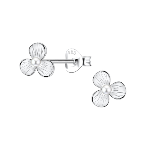 7 mm bloem oorbellen in zilver