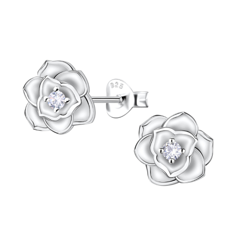 bloem oorbellen in zilver