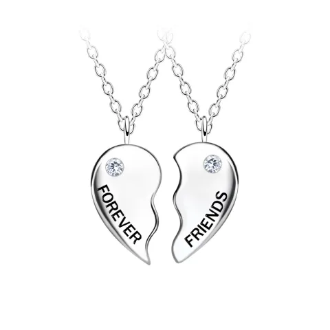 Best friends hart set met 2 ketting in zilver - Little Ones
