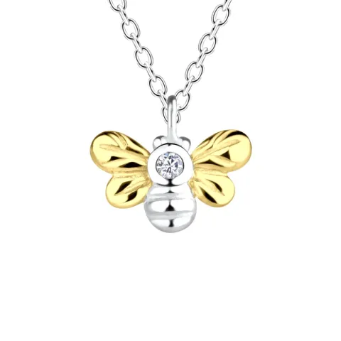 bij ketting in zilver met hanger in zilver en verguld zilver - Little Ones