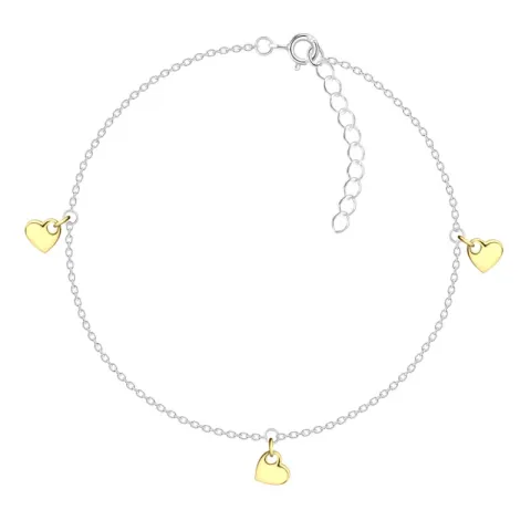 hart enkelbandje in zilver met hanger in verguld sterlingzilver - Little Ones