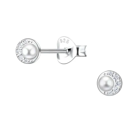 5 mm parel oorsteker in zilver - Little Ones
