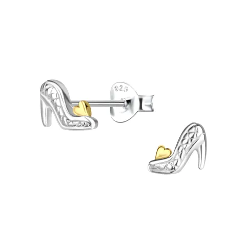 schoen kinder oorbellen in zilver met verguld zilver - Little Ones