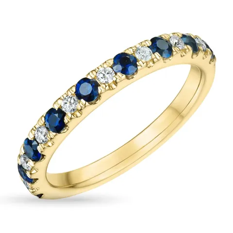 blauwe syntetische saffier gouden ring in 9 karaat goud