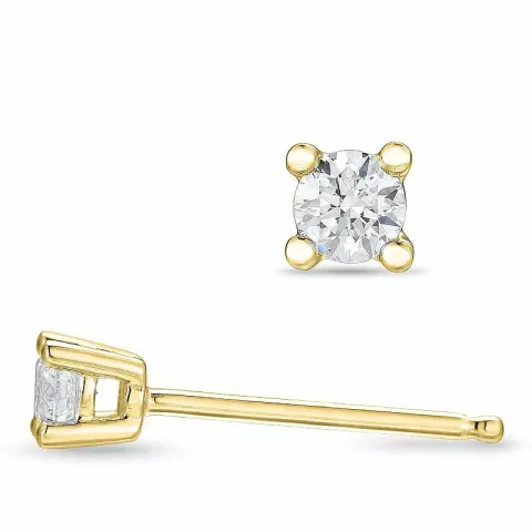 2 x 0,10 ct diamant solitaire oorbel in 14 karaat goud met diamant