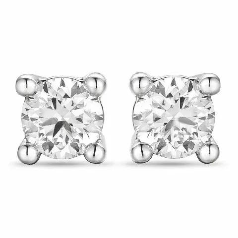 2 x 0,20 ct diamant solitaire oorbel in 14 karaat witgoud met diamant 