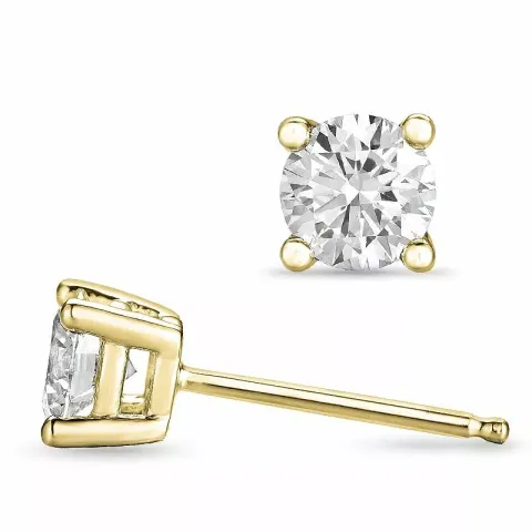 2 x 0,40 ct solitaire oorbel in 14 karaat goud met diamant