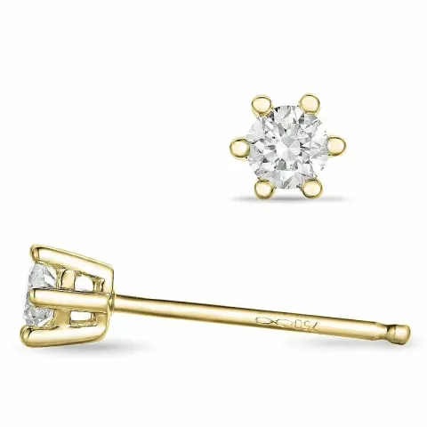 2 x 0,10 ct diamant solitaire oorbel in 14 karaat goud met diamant