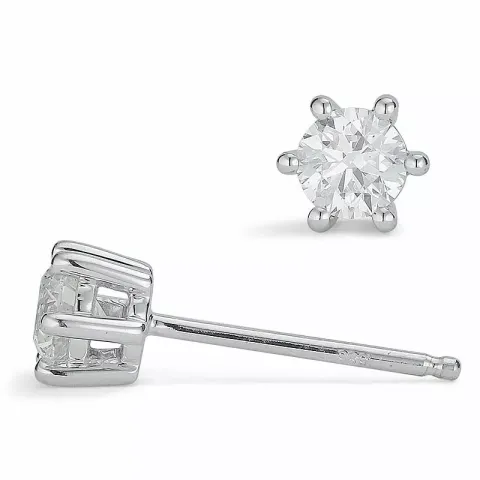 2 x 0,26 ct diamant solitaire oorbel in 14 karaat witgoud met diamant