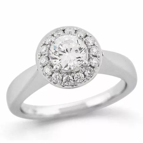 briljant ring in 14 karaat witgoud 0,75 ct 0,26 ct