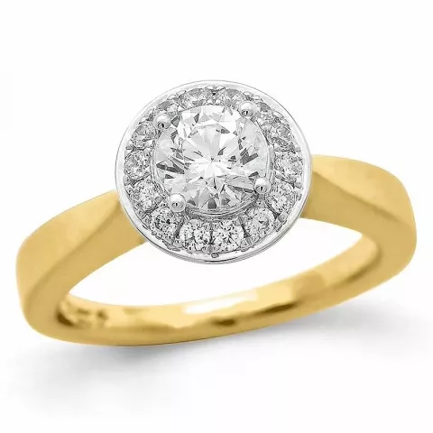 briljant ring in 14 karaat goud-en witgoud 0,75 ct 0,26 ct