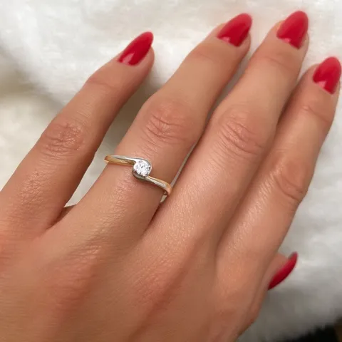 ring in 14 karaat goud-en witgoud 0,11 ct