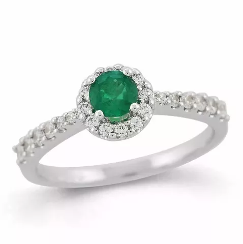 Smaragd briljant ring in 14 karaat goud 0,35 ct 0,31 ct