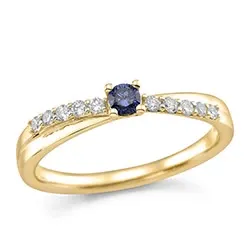 testsieraad blauwe saffier ring in 14 karaat goud 0,15 ct