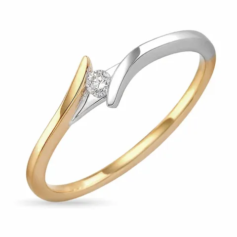 smal diamant ring in 14 karaat goud-en witgoud 0,051 ct