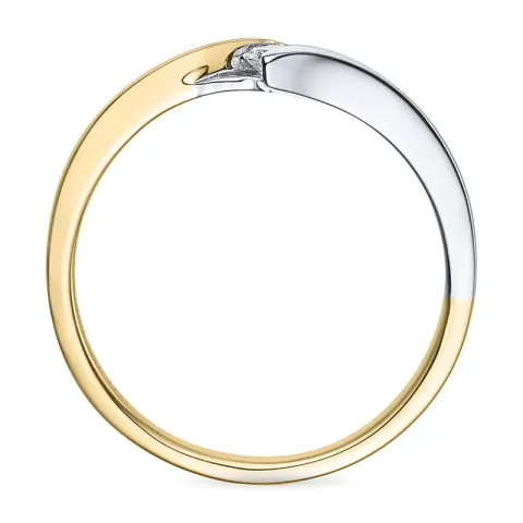 smal diamant ring in 14 karaat goud-en witgoud 0,051 ct