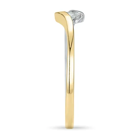 smal diamant ring in 14 karaat goud-en witgoud 0,051 ct