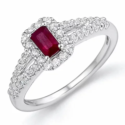 Rode robijn diamant ring in 14 karaat goud 0,36 ct 0,31 ct