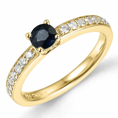 blauwe saffier ring in 14 karaat goud 0,20 ct