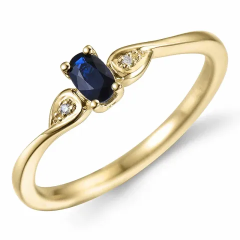 blauwe saffier diamant ring in 14 karaat goud 0,008 ct 0,35 ct
