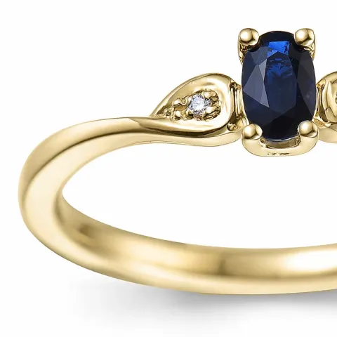 blauwe saffier diamant ring in 14 karaat goud 0,008 ct 