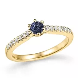 smal blauwe saffier ring in 14 karaat goud 0,14 ct 