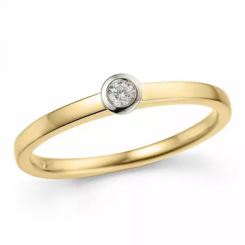 diamant ring in 14 karaat goud-en witgoud 0,05 ct