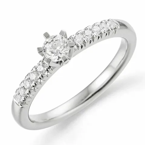 witte diamant ring in 14 karaat witgoud 0,18 ct 0,12 ct