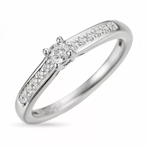diamant ring in 14 karaat witgoud 0,1 ct 0,056 ct