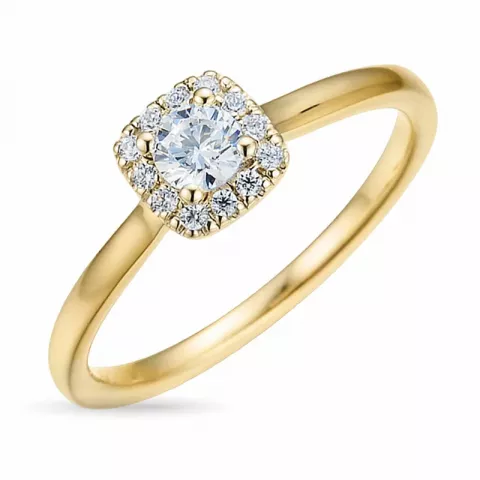 vierkant diamant gouden ring in 14 karaat goud 0,26 ct 0,084 ct