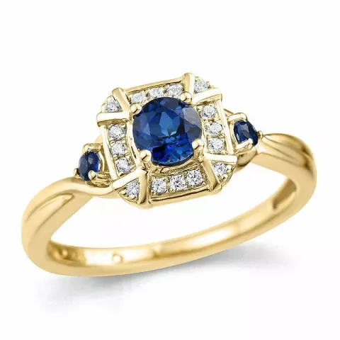 vierkant saffier diamant ring in 14 karaat goud 0,07 ct 0,45 ct 0,09 ct