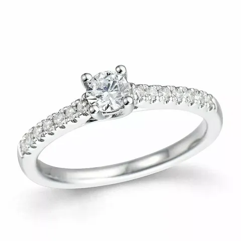 Echt diamant ring in 14 karaat witgoud 0,31 ct 0,19 ct