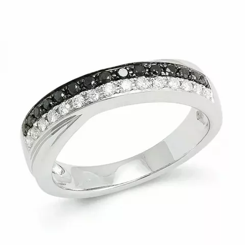 zwart diamant witgoud ring in 14 karaat witgoud 0,165 ct 0,165 ct