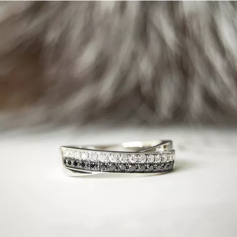 zwart diamant witgoud ring in 14 karaat witgoud 0,165 ct 0,165 ct