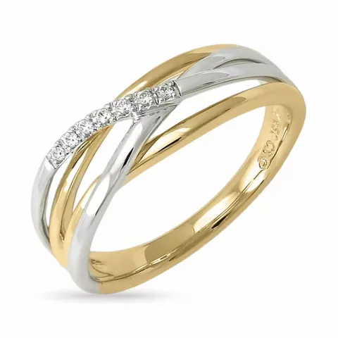 abstract diamant ring in 14 karaat goud-en witgoud 0,045 ct