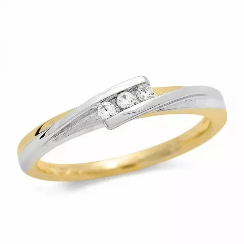 abstract diamant ring in 14 karaat goud-en witgoud 0,07 ct