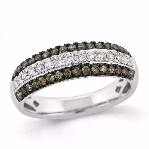 zwart diamant ring in 14 karaat goud-en witgoud 0,225 ct 0,32 ct