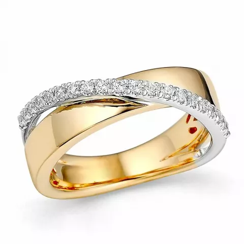 abstract diamant ring in 14 karaat goud-en witgoud 0,2 ct