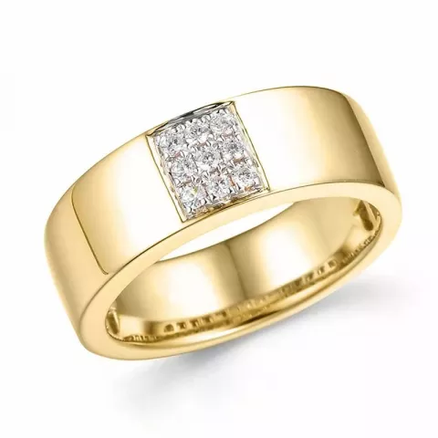 Breed diamant goud ring in 14 karaat goud 0,126 ct
