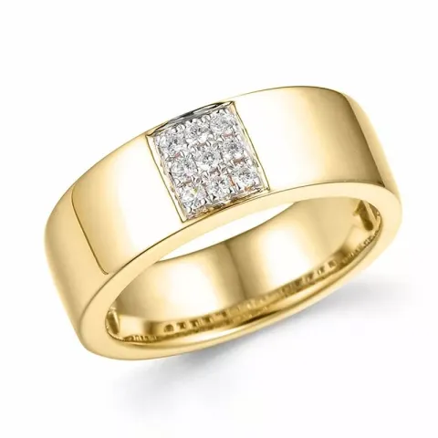 Breed diamant goud ring in 14 karaat goud 0,126 ct