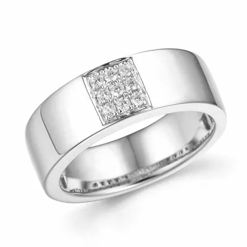 Breed diamant witgoud ring in 14 karaat witgoud 0,126 ct