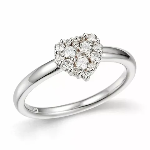 Smal hart diamant ring in 14 karaat witgoud 0,34 ct