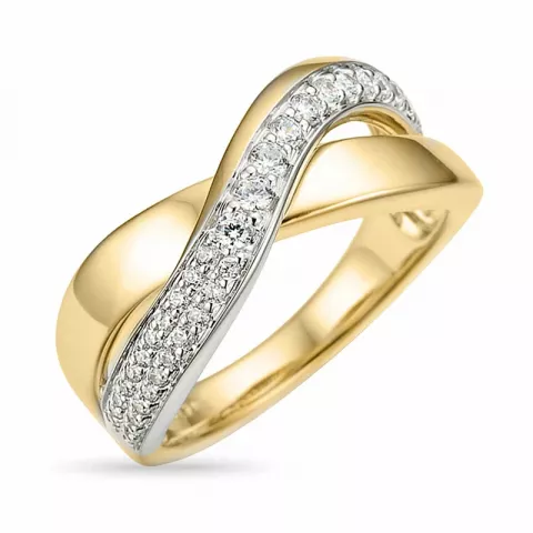 abstract diamant ring in 14 karaat goud-en witgoud 0,30 ct