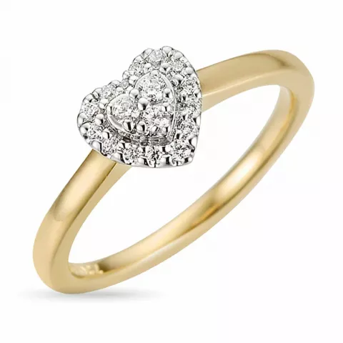 hart diamant ring in 14 karaat goud-en witgoud 0,153 ct
