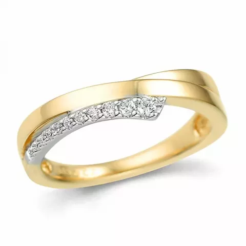 abstract diamant ring in 14 karaat goud-en witgoud 0,115 ct