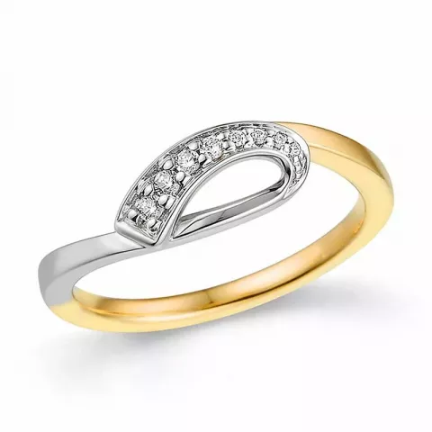 abstract diamant ring in 14 karaat goud-en witgoud 0,075 ct